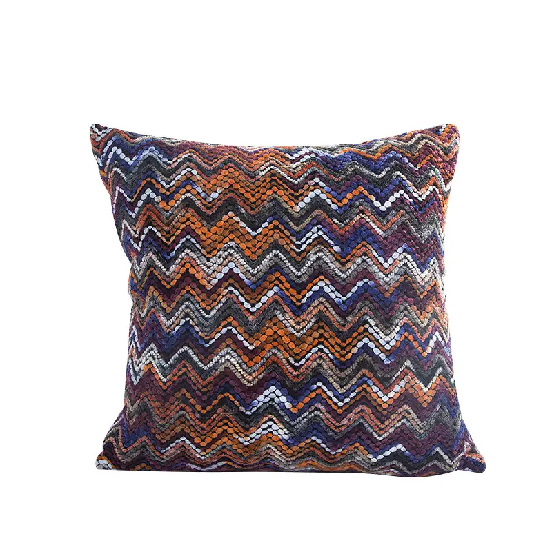 Blended Wool Stripes Knitted Cushion Cover Without Core