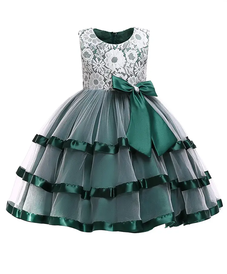 Polyester Girls' Jumpsuit Big Bow Children's Princess Dress Lace Pettiskirt