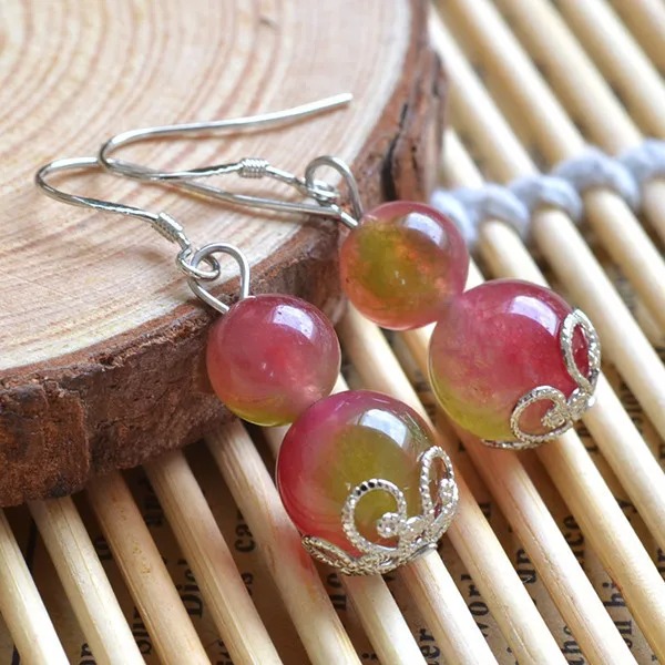 Ladies Couple Watermelon Crystal Earrings