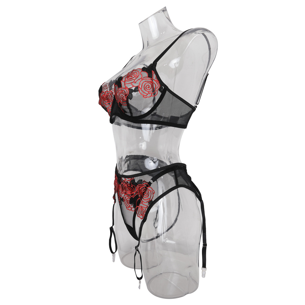 Title 6, Underwear Rose Embroidery Mesh See-through Gart...