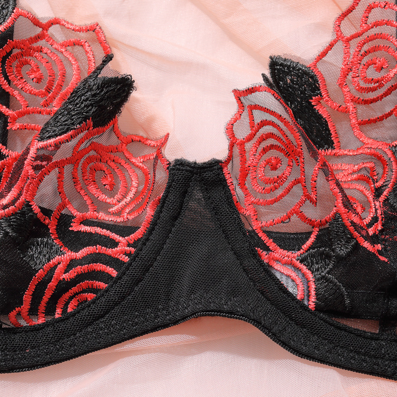 Title 8, Underwear Rose Embroidery Mesh See-through Gart...