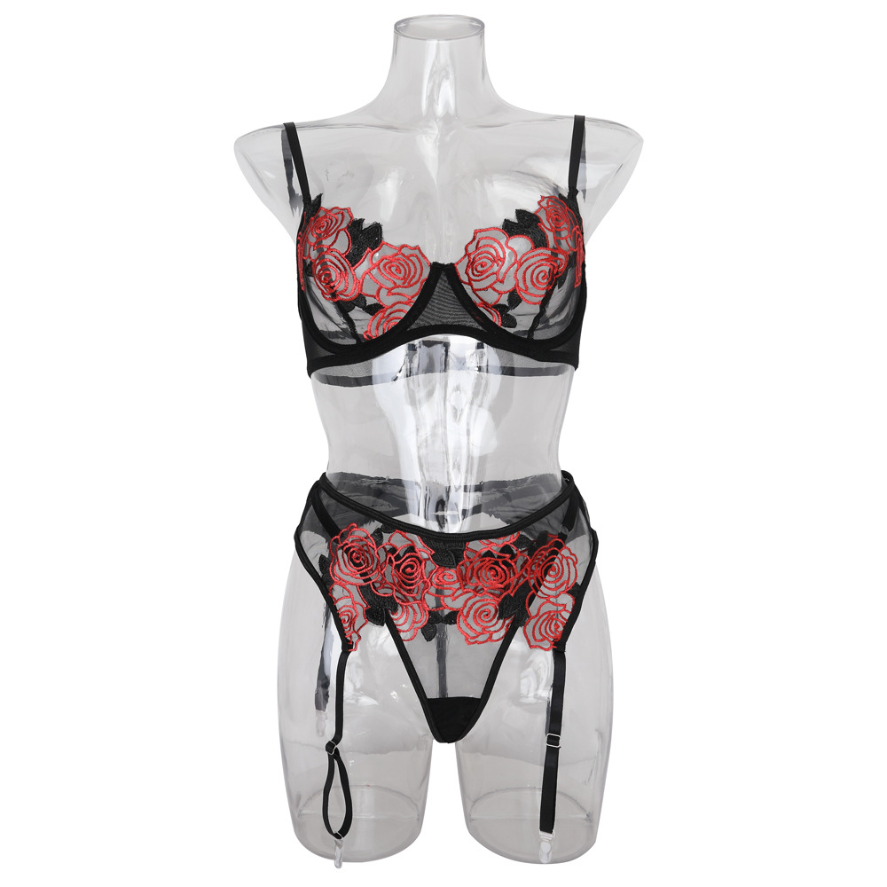 Title 13, Underwear Rose Embroidery Mesh See-through Gart...