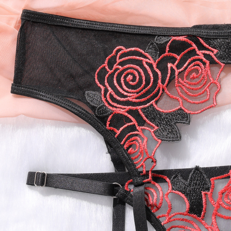 Title 14, Underwear Rose Embroidery Mesh See-through Gart...