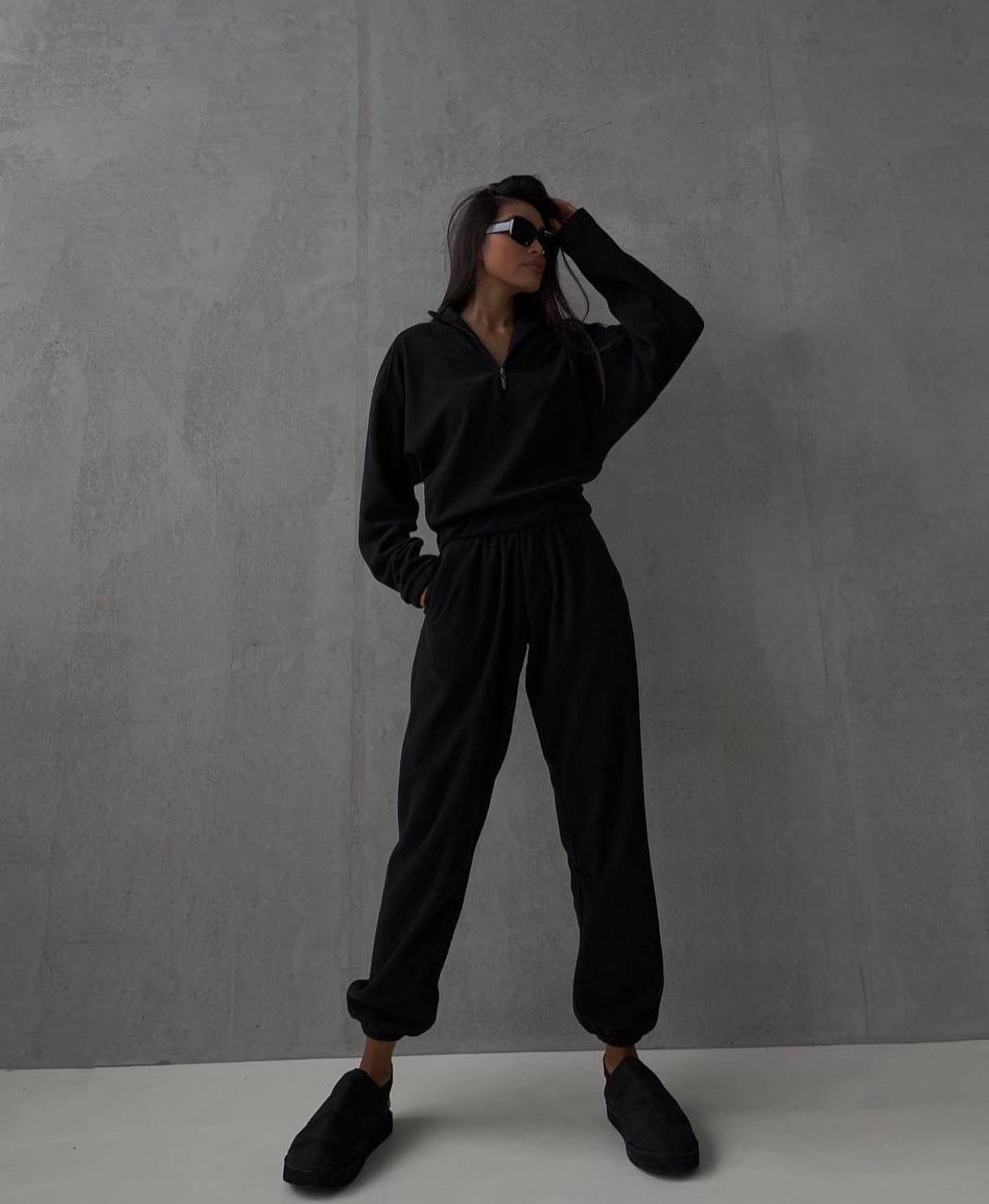 Fashion High Collar Leisure Fleece Sweater Suit