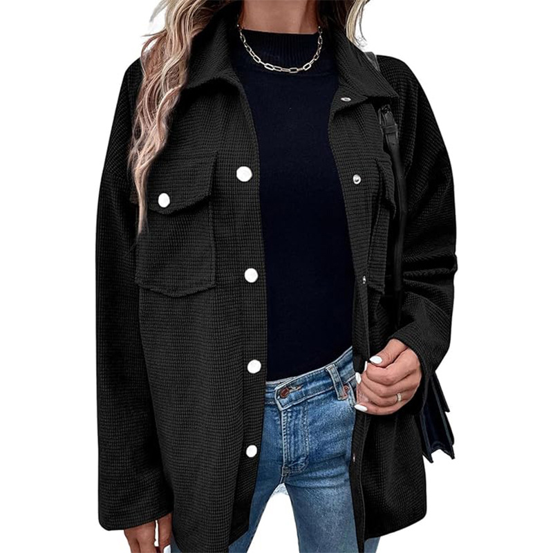 Women's Waffle Long Jacket Shirt