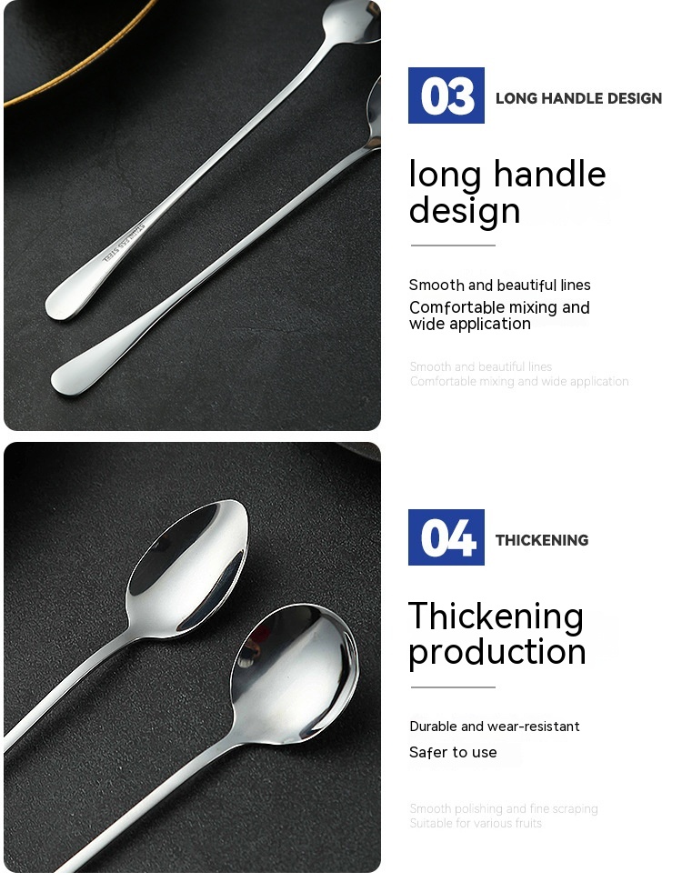 Title 2, Stainless Steel Long Spoon Stirring Spoon