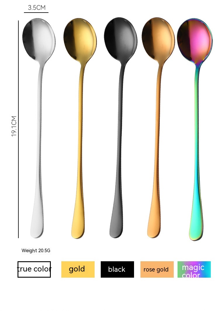 Title 5, Stainless Steel Long Spoon Stirring Spoon