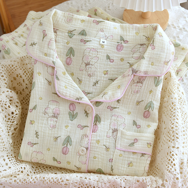 Tulips and Rabbits Pjs Set | Long Sleeves Cottagecore