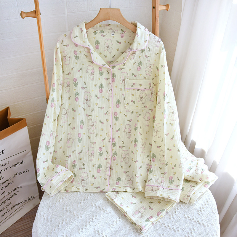 Tulips and Rabbits Pjs Set | Long Sleeves Cottagecore