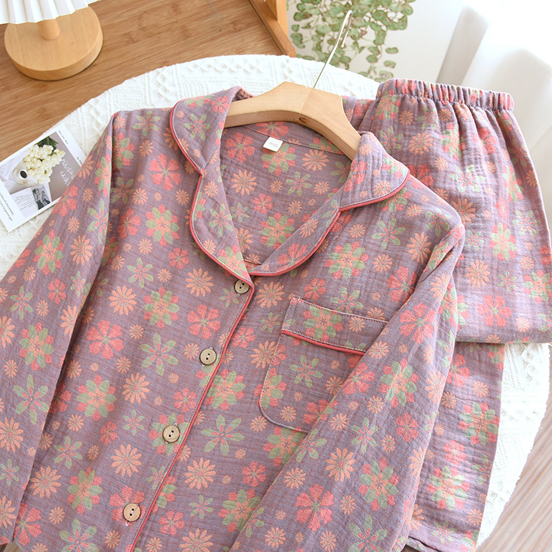 Title 15, Cotton Yarn-dyed Jacquard Pajamas Suit Women