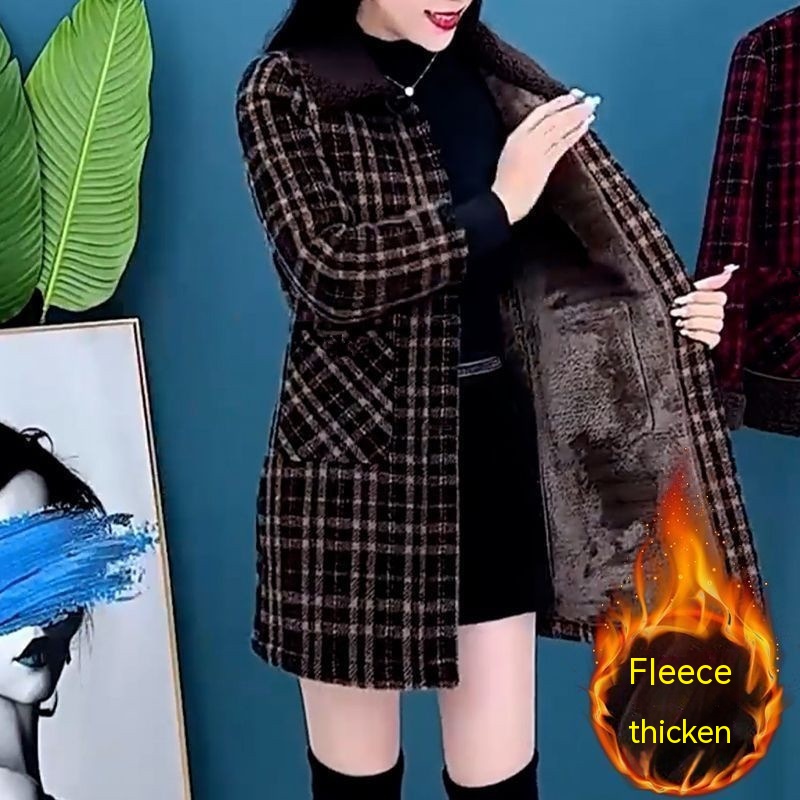 Title 3, New Fleece-lined Thick Mid-length Coat For Women