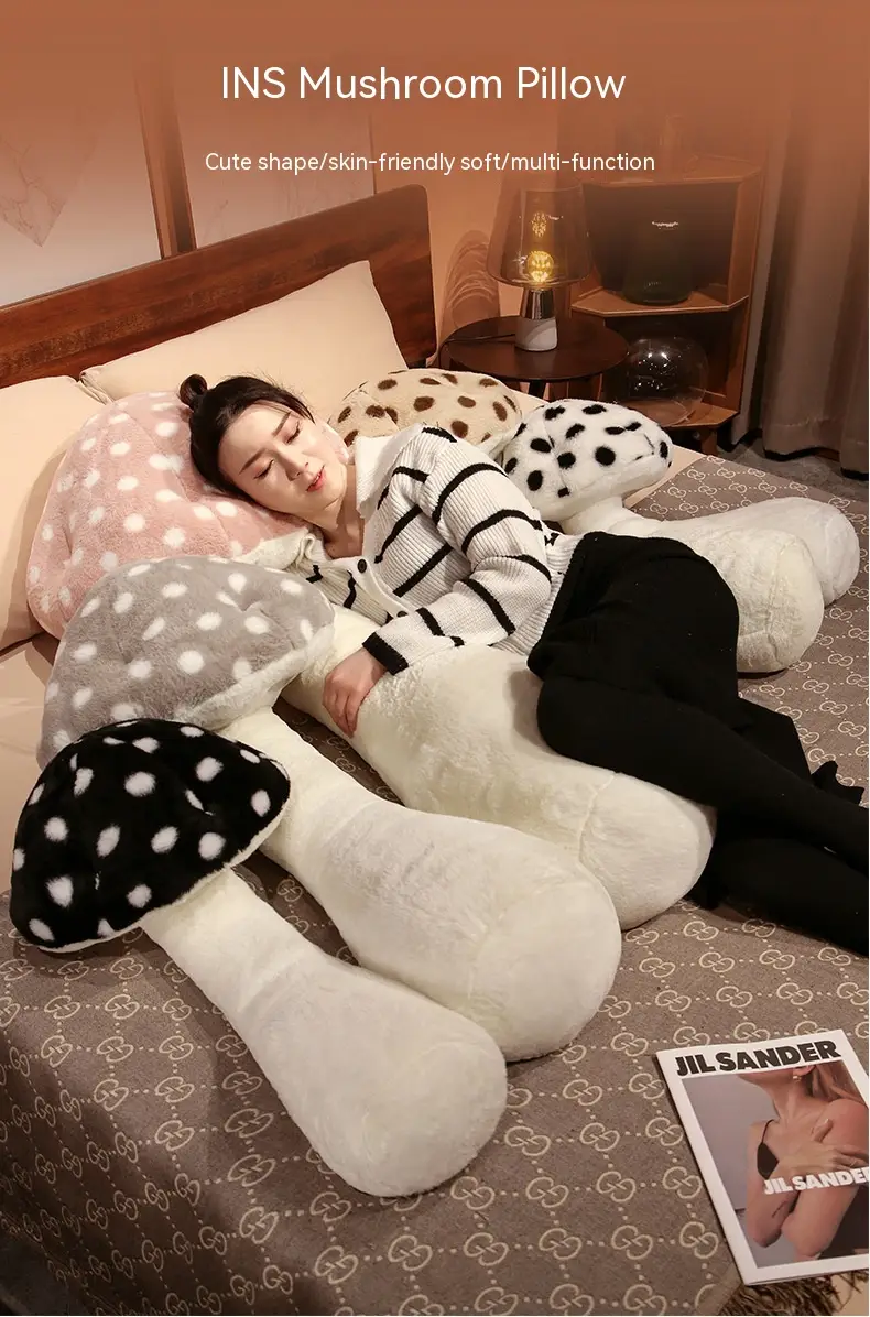 Cute Big Mushroom Shaped Leg Clip Sleeping Long Plush Pillow Living Room Backrest Pillow