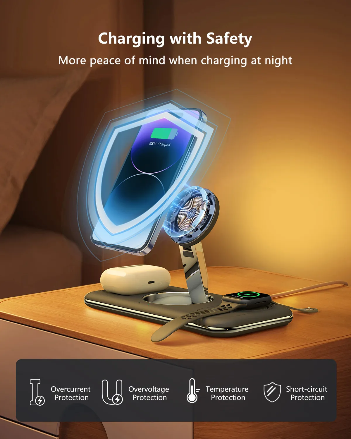 Folding Magnetic Wireless Charger Charger Desktop Bracket – image 8