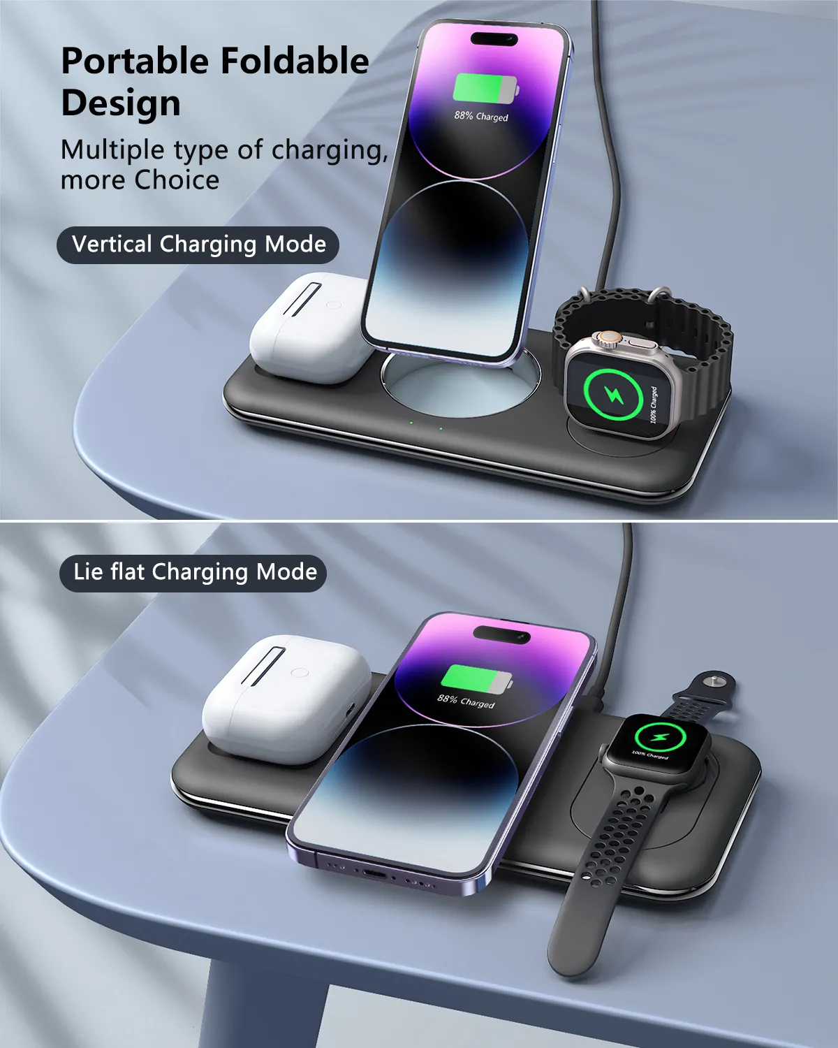 Folding Magnetic Wireless Charger Charger Desktop Bracket – image 9