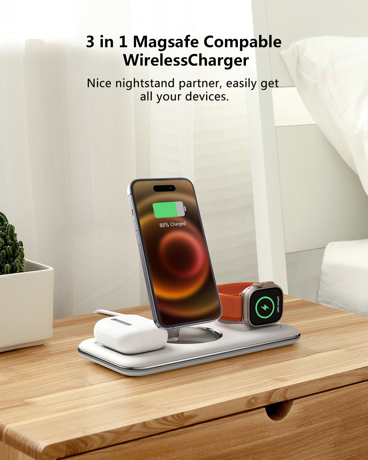 Folding Magnetic Wireless Charger Charger Desktop Bracket - Image 4