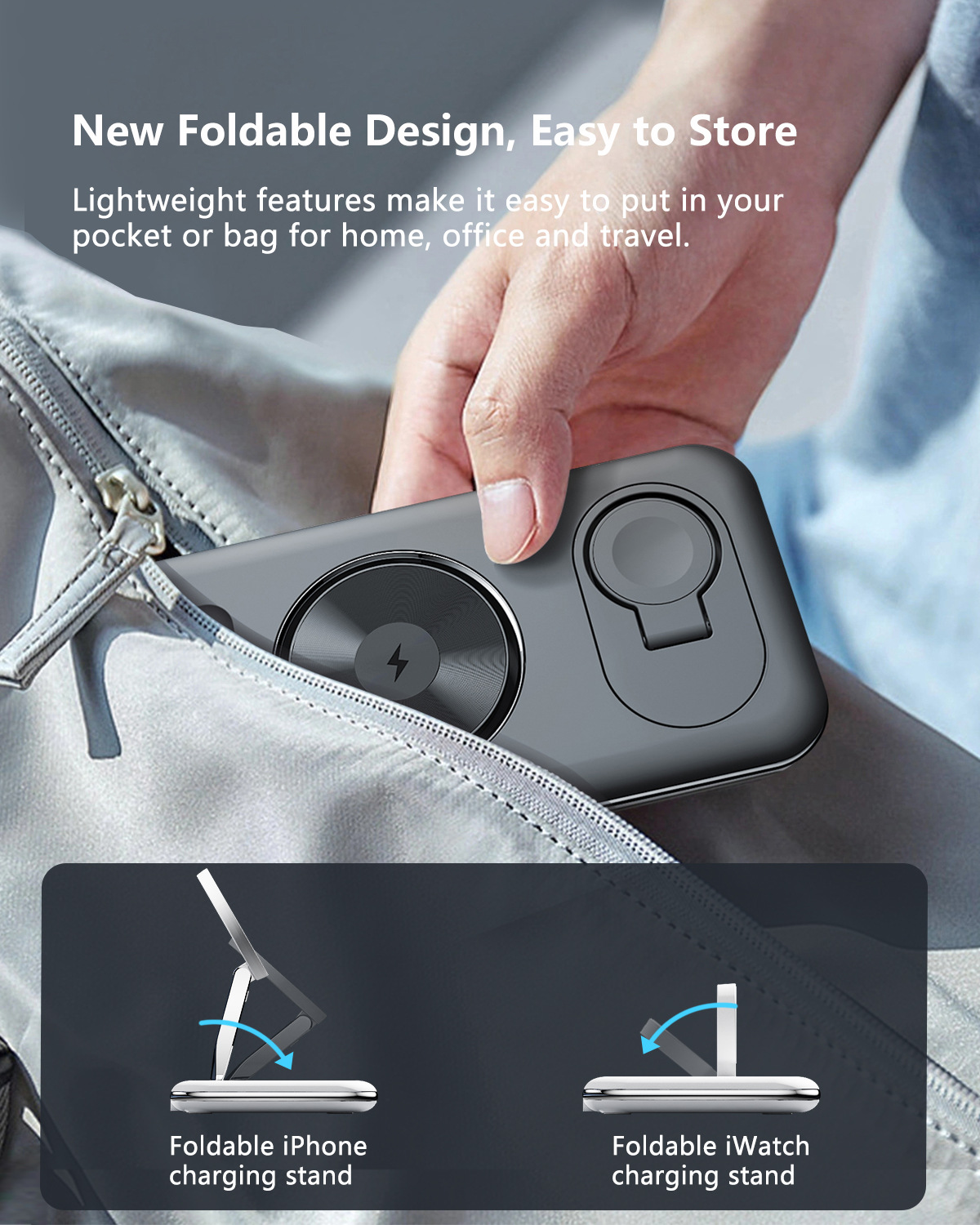 Folding Magnetic Wireless Charger Charger Desktop Bracket - Image 7