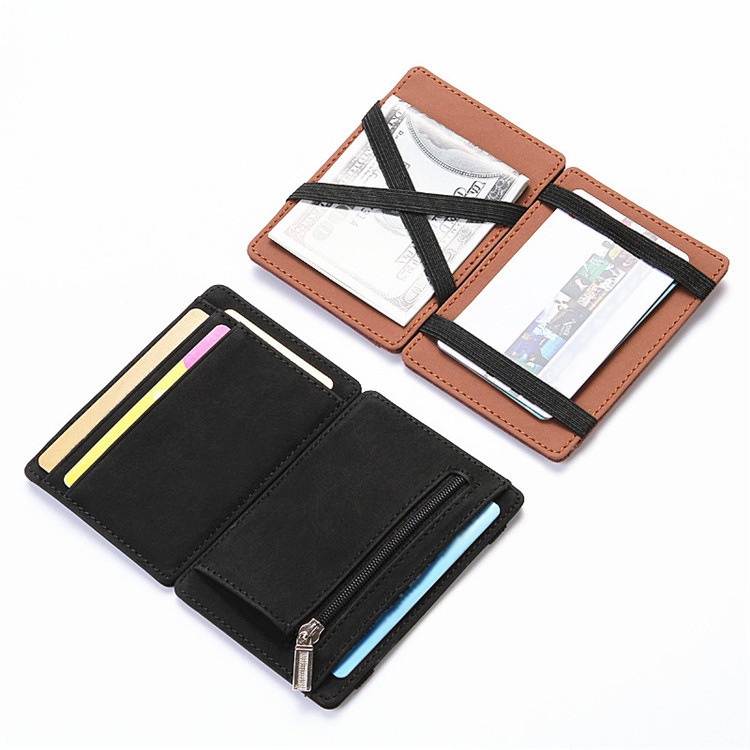 PU Creative Magic Wallet Flip Card Holder Men's Lady's Wallet Zipper Coin Purse Short — foto 8