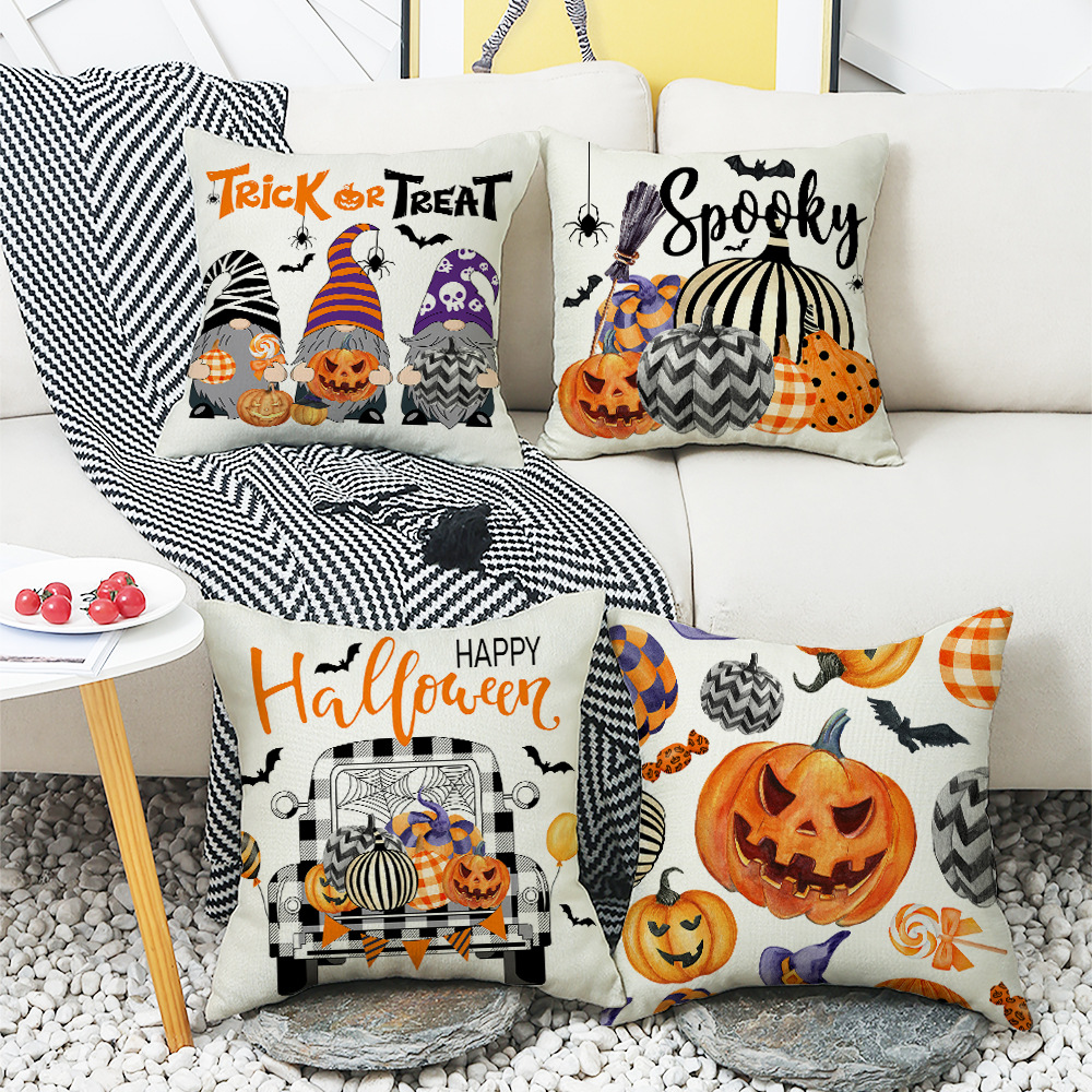 Home Wansheng Party Decoration Cartoon Car Pumpkin Printing Sofa Pillow Cases