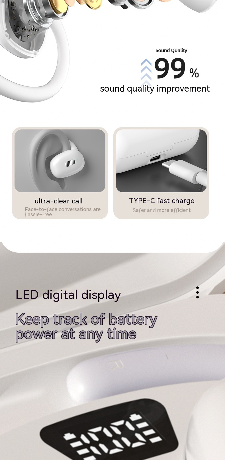 R23 Bluetooth Headset Digital Display Ear-mounted - Image 6