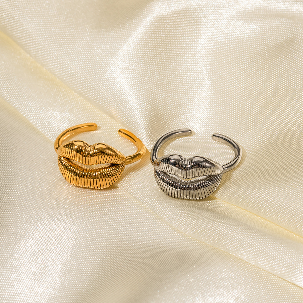 18K Gold Stainless Steel Lip Print Ring Ring For Women