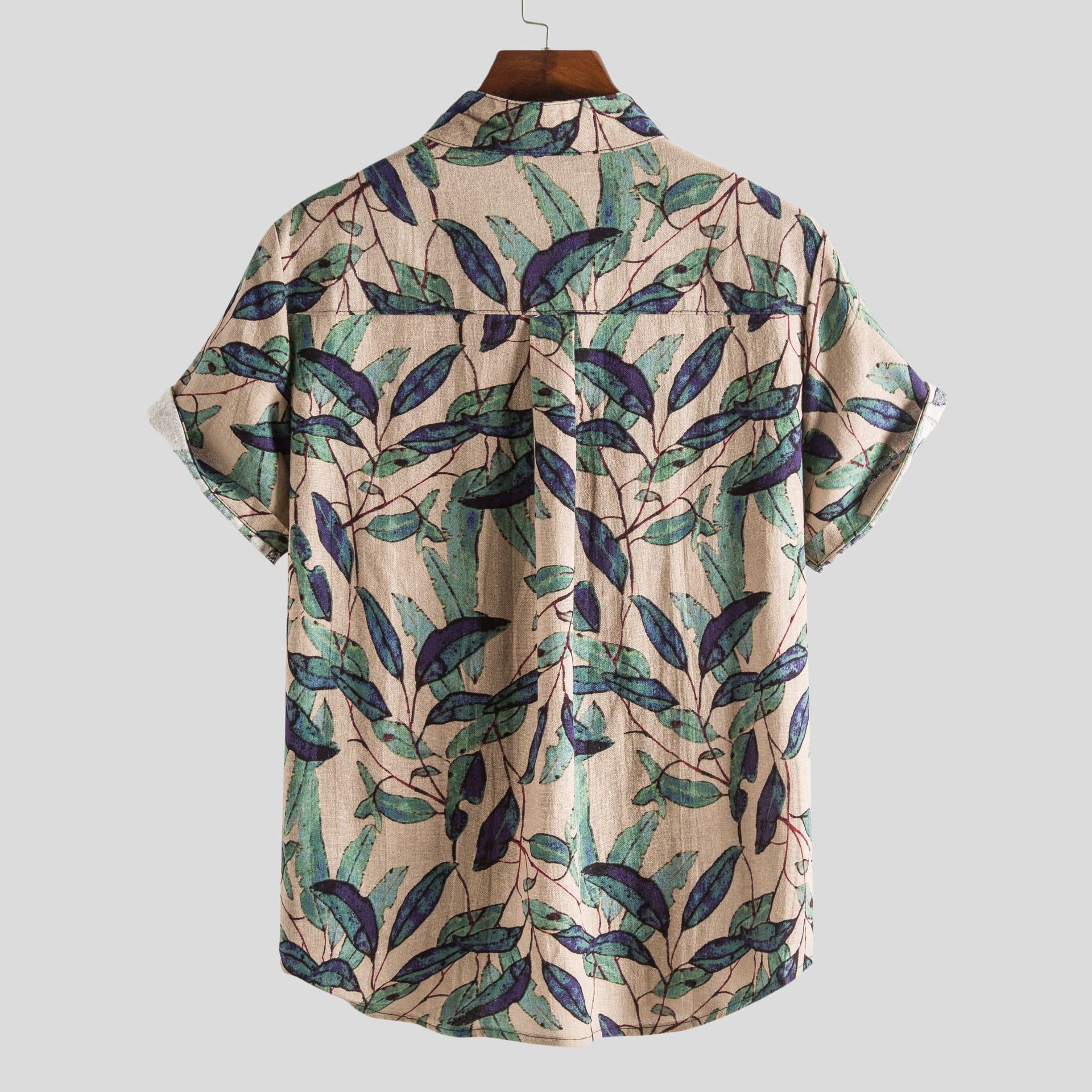 Stand Collar Floral Printed All-matching Short Sleeve Shirt