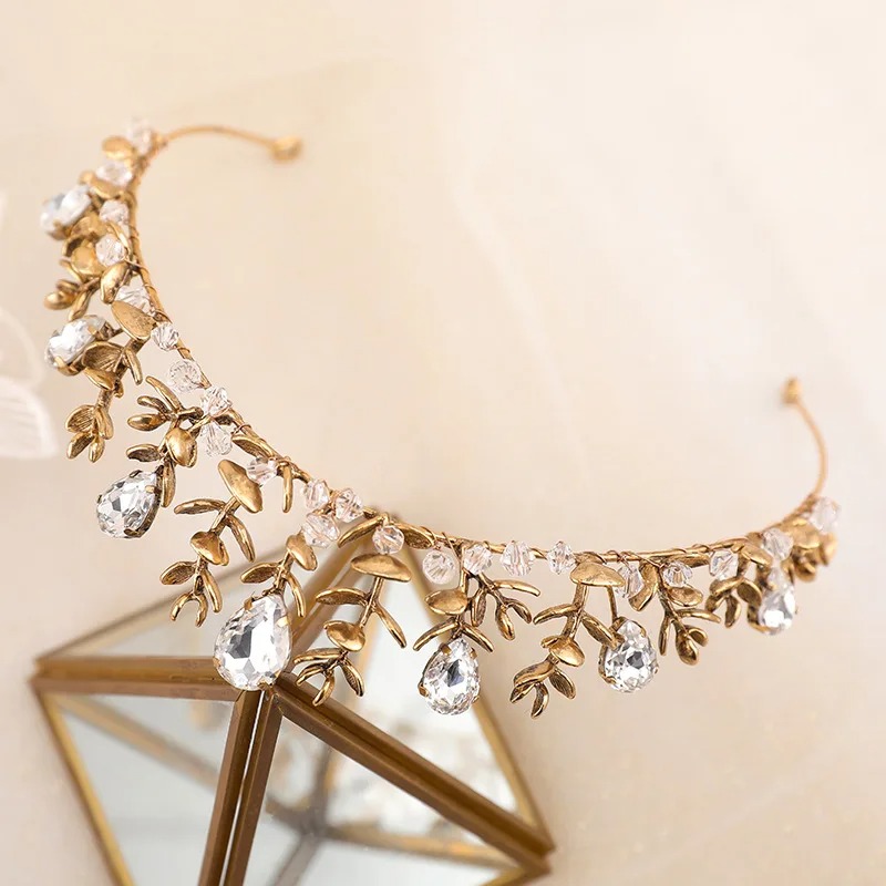 Vintage Alloy Rhinestone Crystal Bridal Headdress Crown