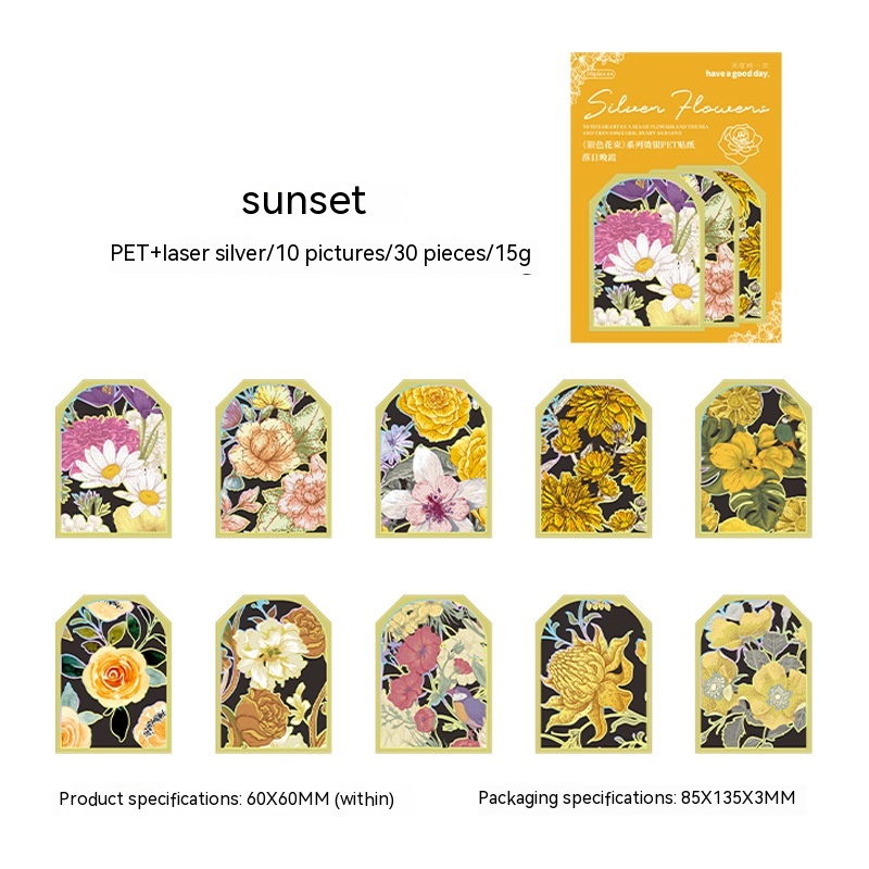 Silver Bouquet Series Flower Hand Account DIY Decorative Stickers