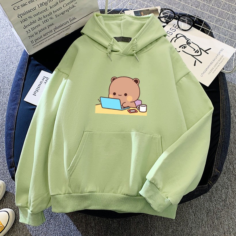 DuDu Bear Hoodie | The Cutest Bear Typing green