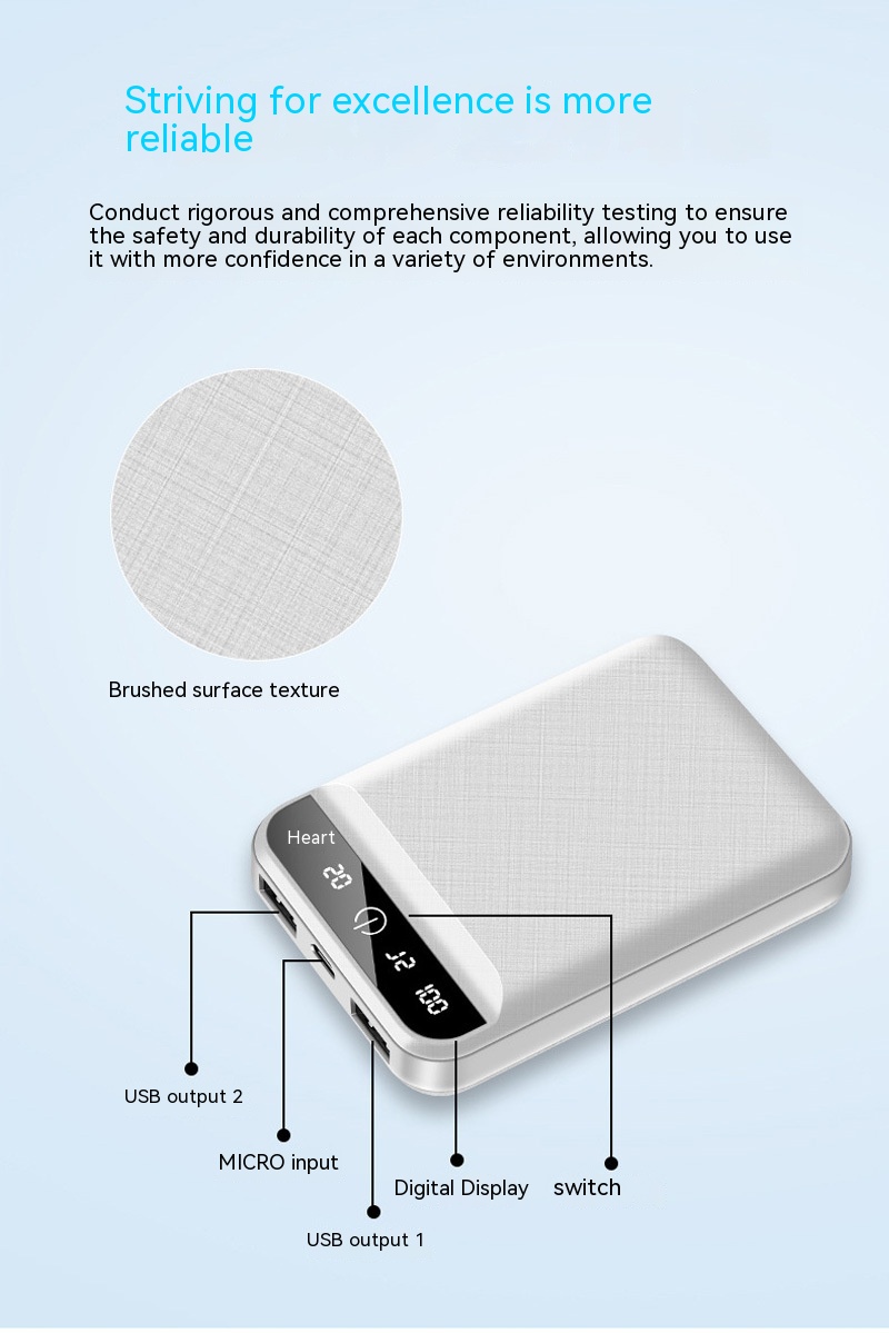 Mini Power Bank 20000 MA Small Portable Large Capacity Mobile Power Supply 16