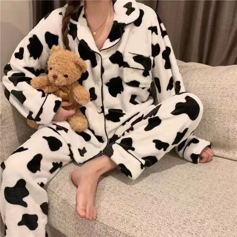 Title 2, Ins Black And White Contrast Color Cow Pajamas ...