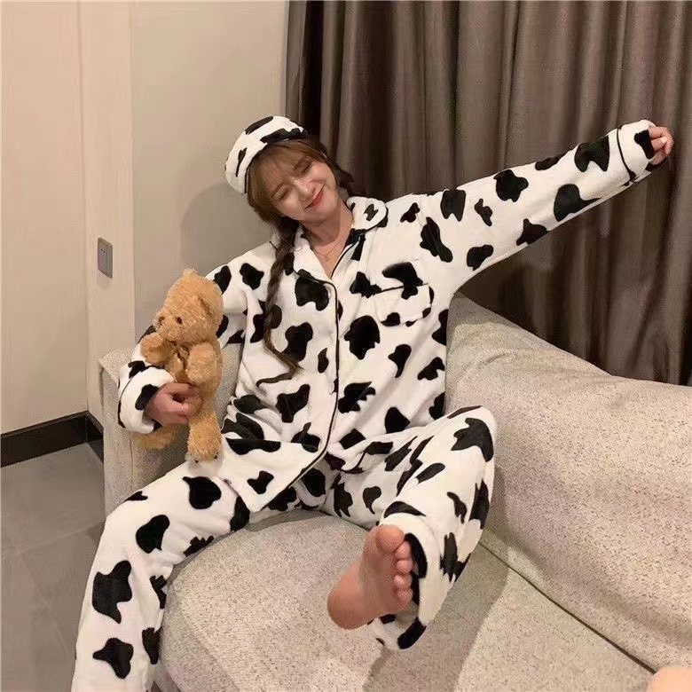 Title 3, Ins Black And White Contrast Color Cow Pajamas ...