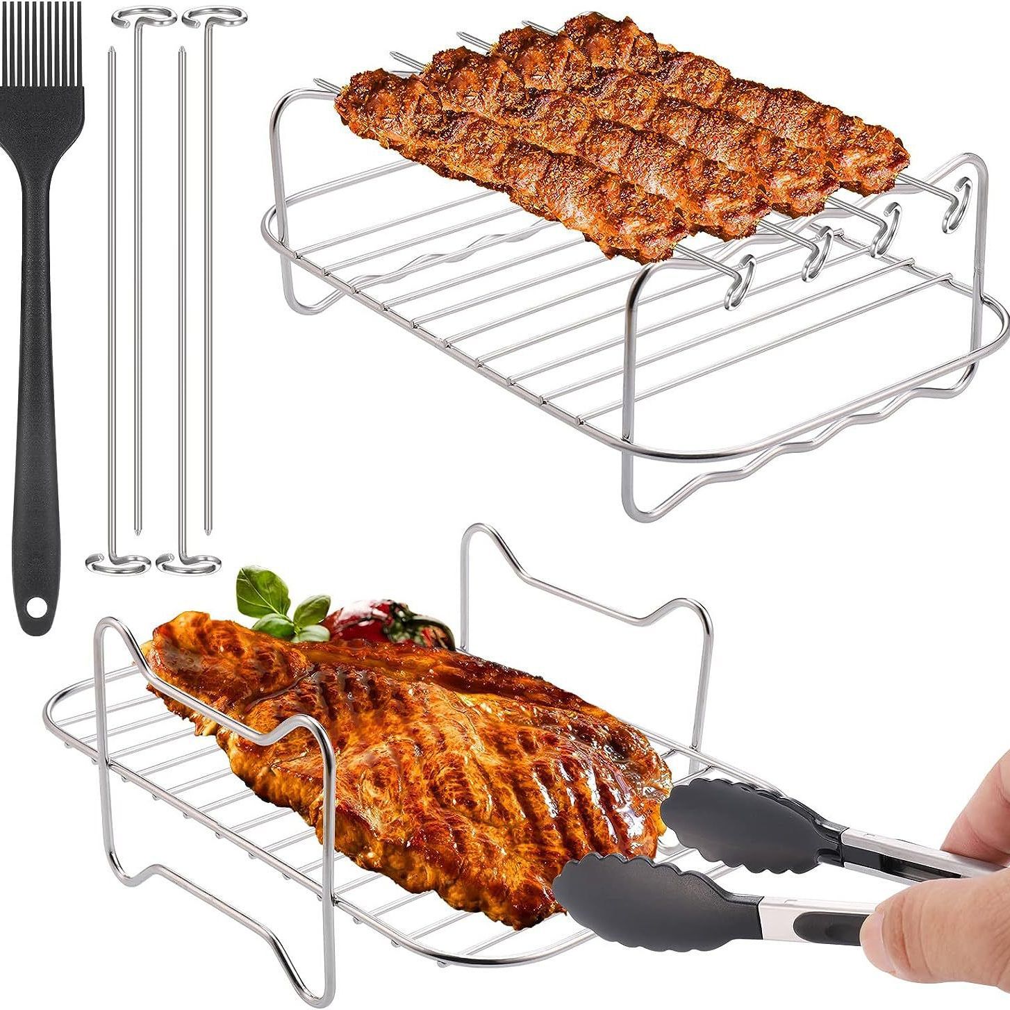 Title 4, Stainless Steel Double-layer Grill Rack Steamer...