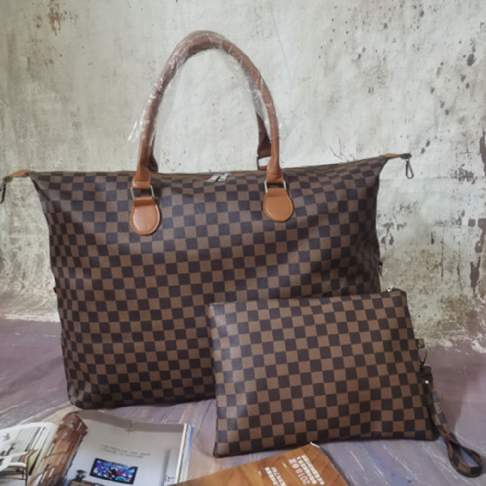 Sac de voyage à carreaux — Grand + petit compartiment 2