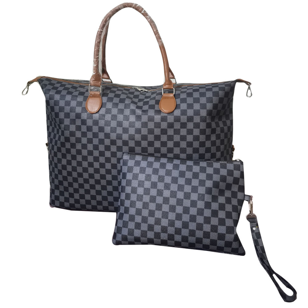 Sac de voyage à carreaux — Grand + petit compartiment 8