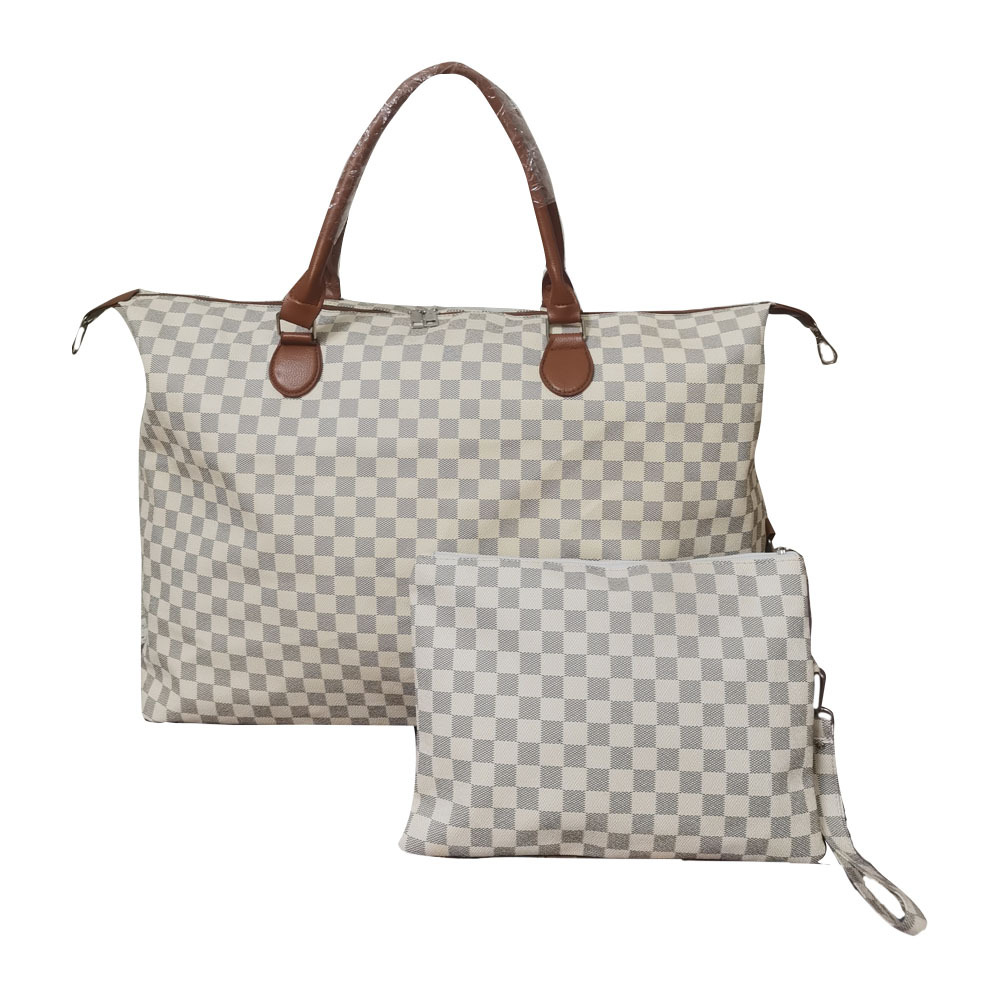 Sac de voyage à carreaux — Grand + petit compartiment 3