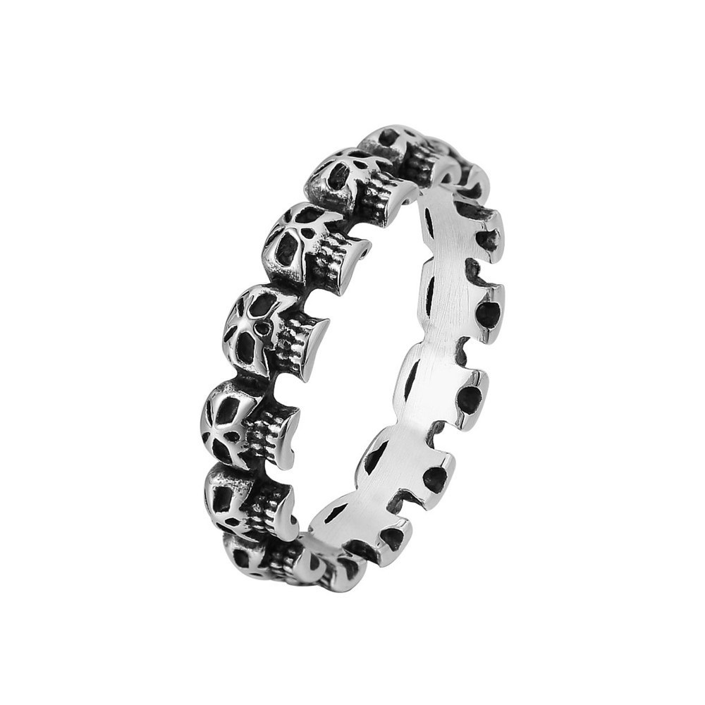 Personality Retro Punk Skull Men's Titanium Steel Ring