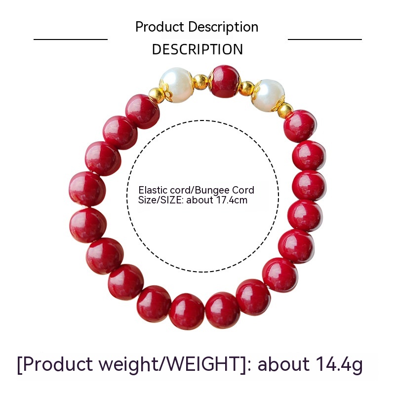 Glaze Cinnabar All-match Shell Pearl And Pearl Fashion Bracelet