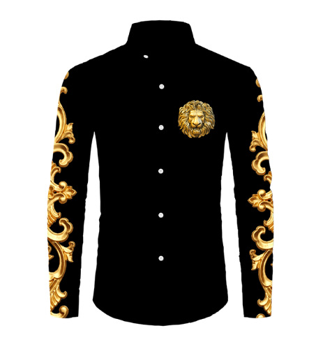 3D Printing Bronzing Printed Men's Small Collar Shirt