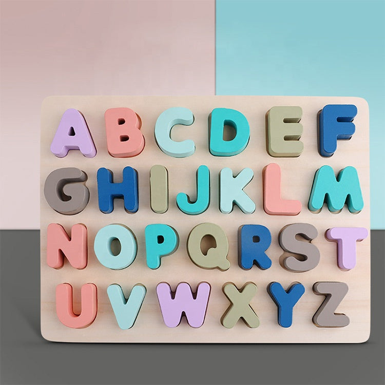Children’s Educational Jigsaw Puzzle Macaron Shape Recognition Board Grab Wooden Toys