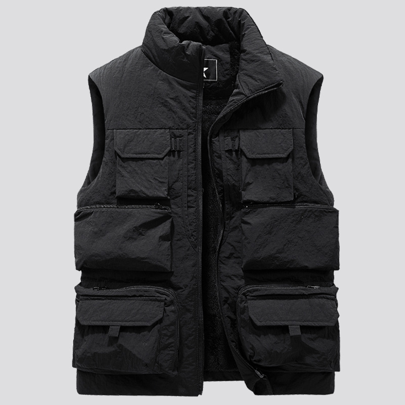 Title 3, Fleece-lined Thickening Vest Multi-pocket Workw...