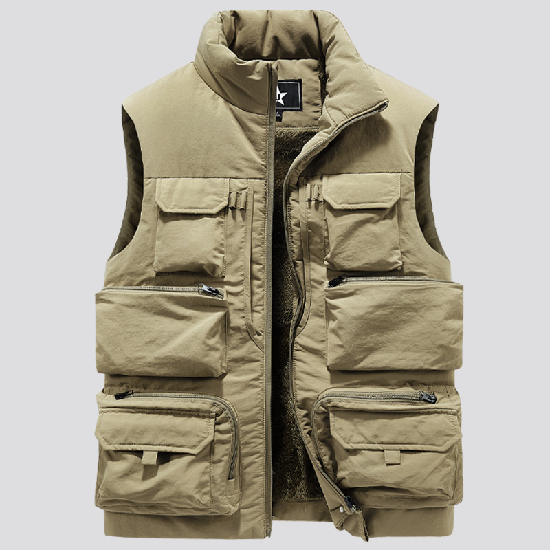 Title 4, Fleece-lined Thickening Vest Multi-pocket Workw...