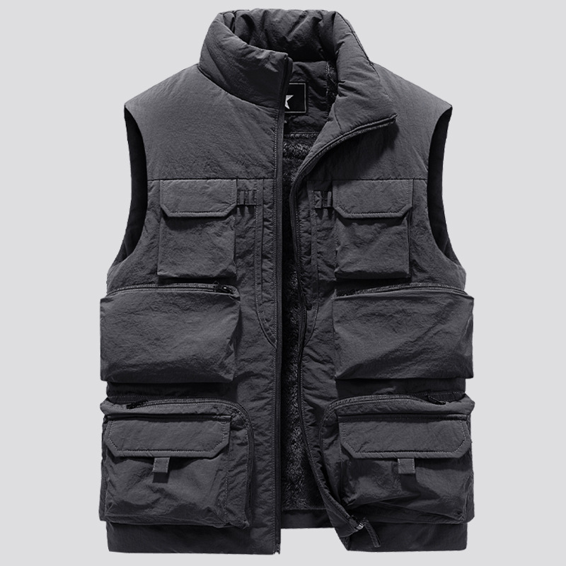 Title 5, Fleece-lined Thickening Vest Multi-pocket Workw...