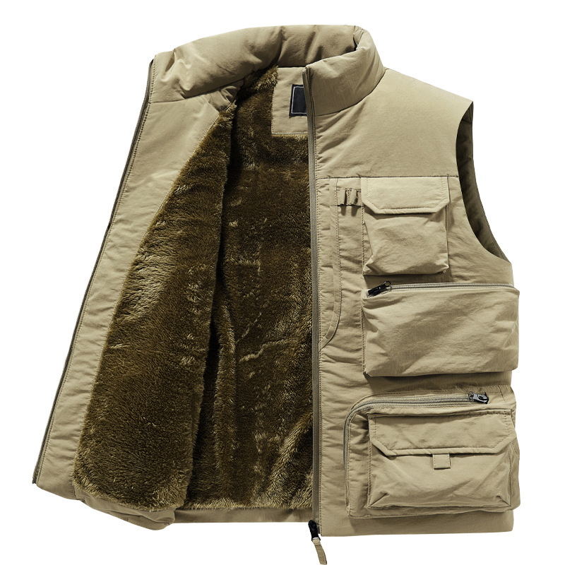 Title 6, Fleece-lined Thickening Vest Multi-pocket Workw...