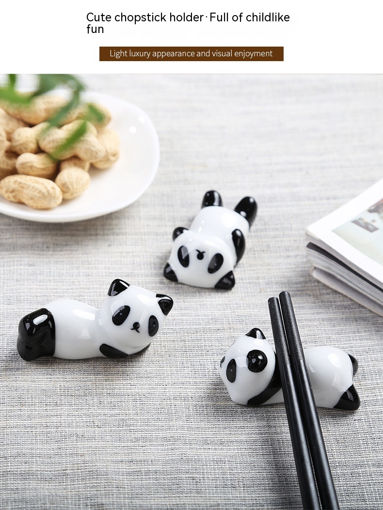 Creative Cute Little Panda Chopstick Holder Ceramic Decoration Home