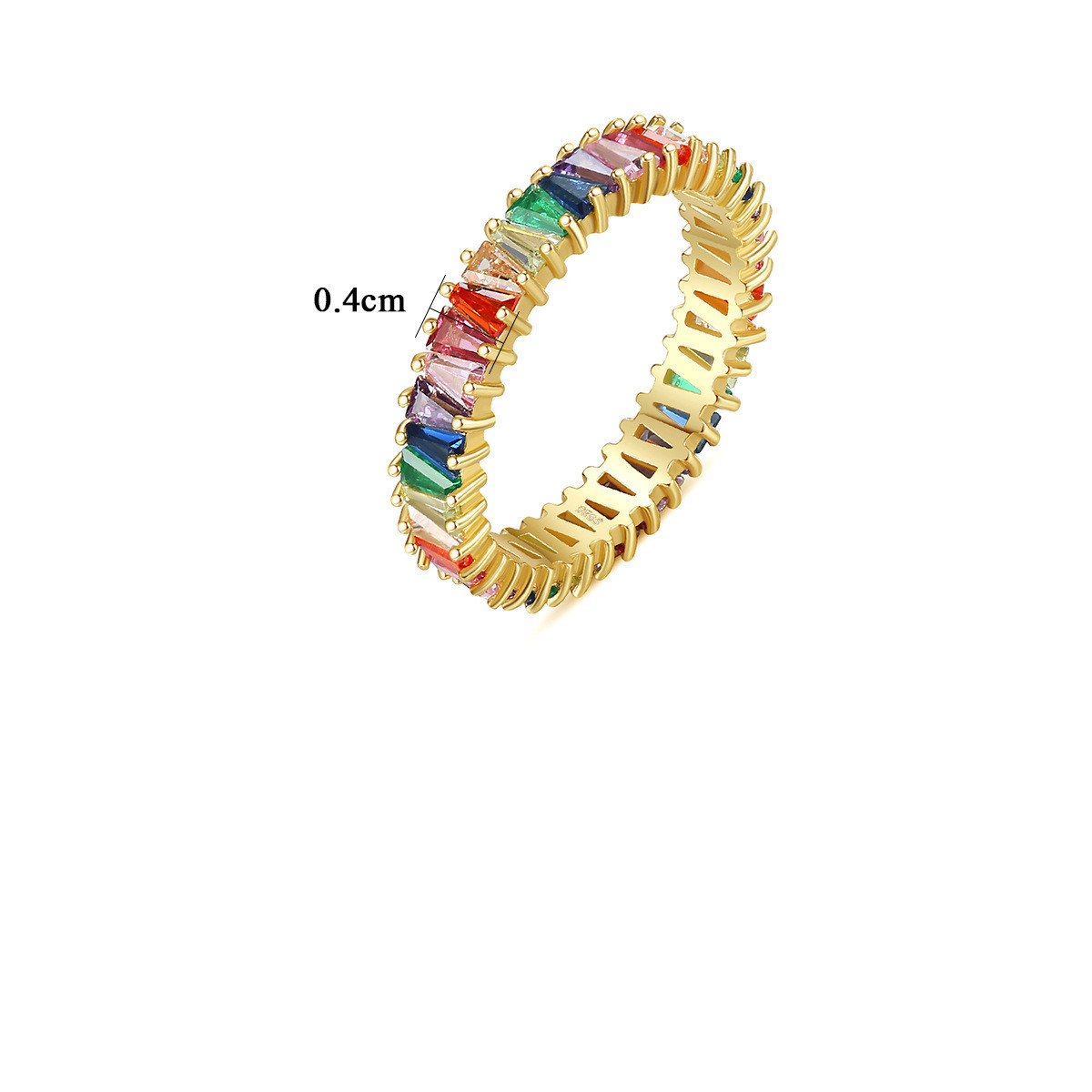 Color Zircon Net Red Retro Rainbow Color European Beauty Ring Niche Jewelry