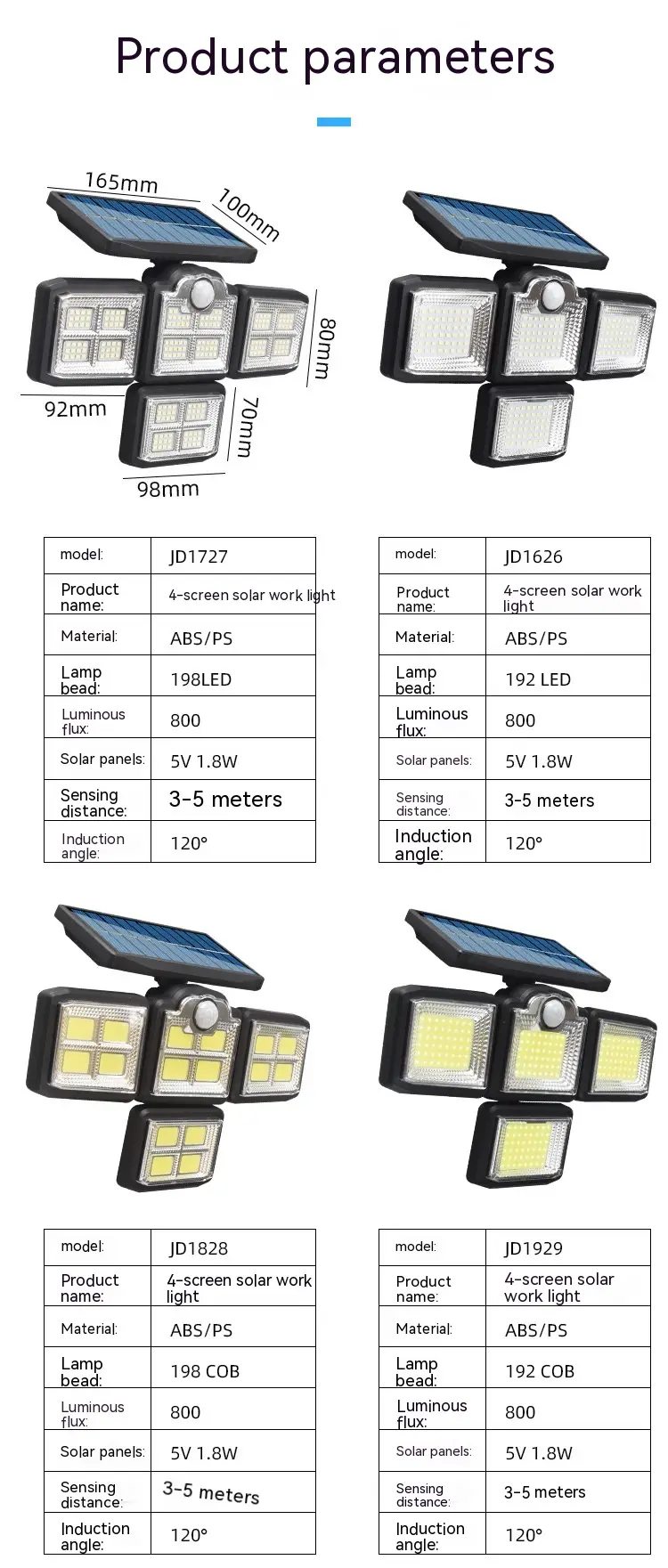 Solar Light Street Lamp Rotating Split Waterproof