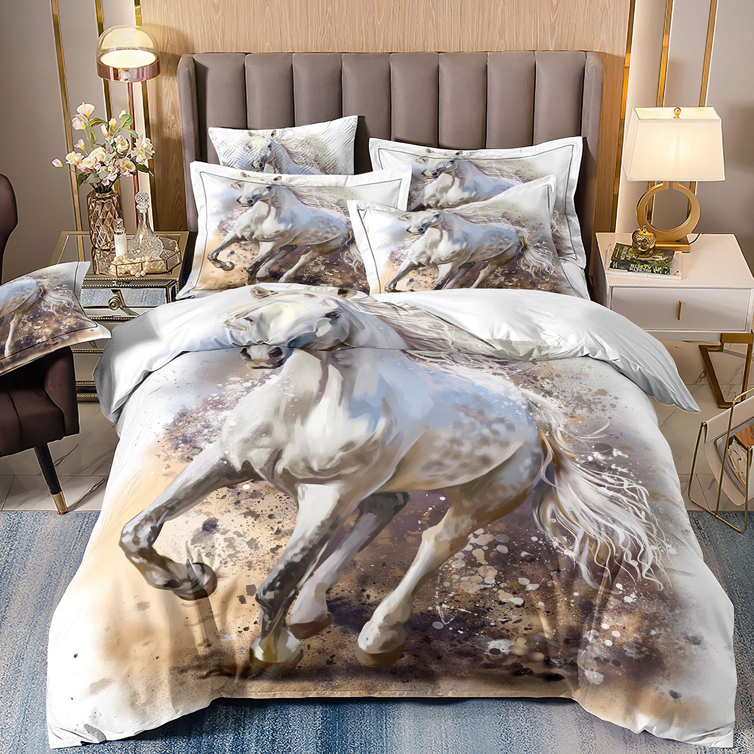 Horse Series 3D Digital Printing Bed Three-piece Set