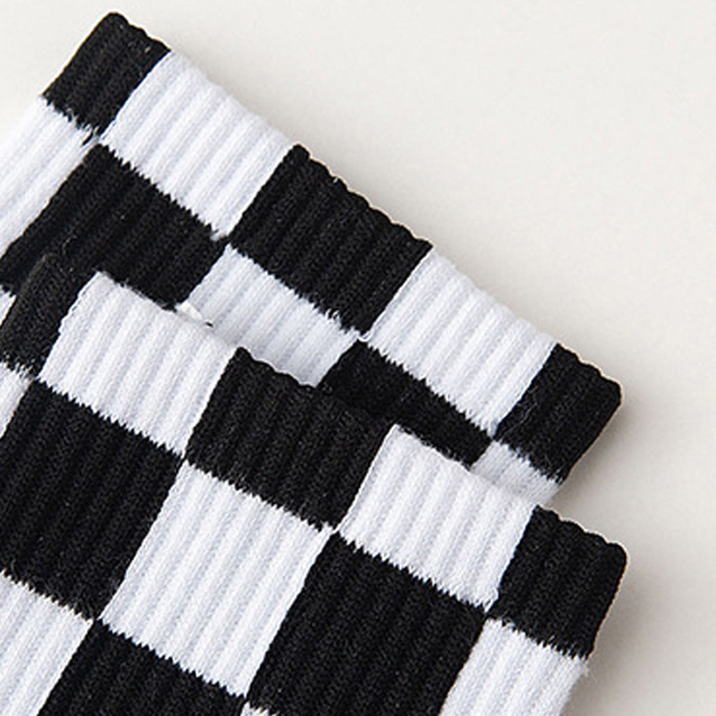 Tube Socks Black And White Checkerboard Sport Letters