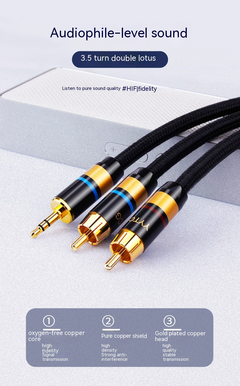 3.5mm To 2RCA Computer Audio Cable