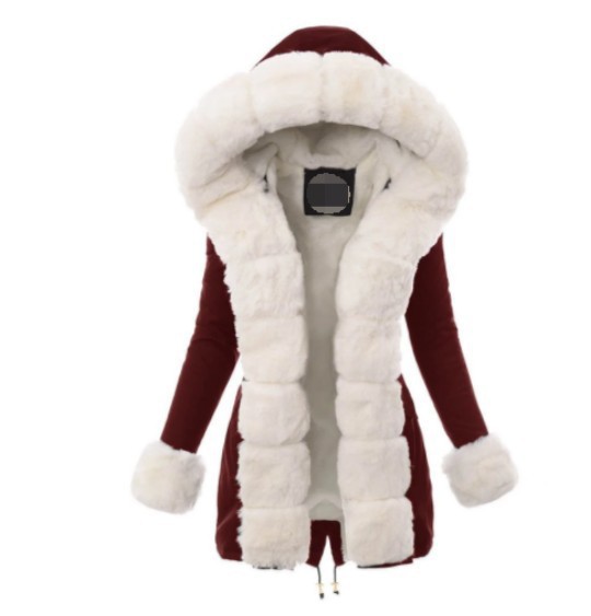 Title 2, Womens warm coat with hood and woolen collar f...